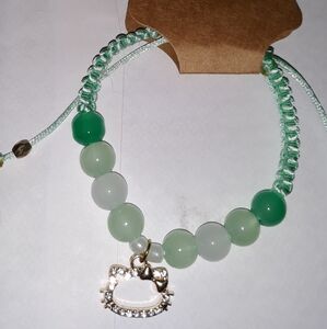 NWT Hello Kitty Green Macrame Bracelet Adjustable Hand Crafted NEW